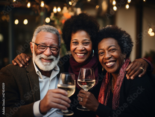 Radiant Trio Celebrates with a Toast in an Intimate Setting, Capturing the Essence of Joy and Connection © Moritz