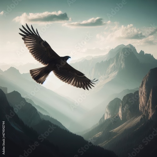 bird flying over the mountain animal background for social media © Deanmon