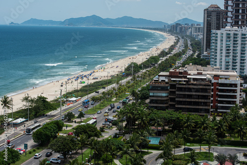 Looking at the beaches of Barra de Tijuca, in Rio de Janeiro from above