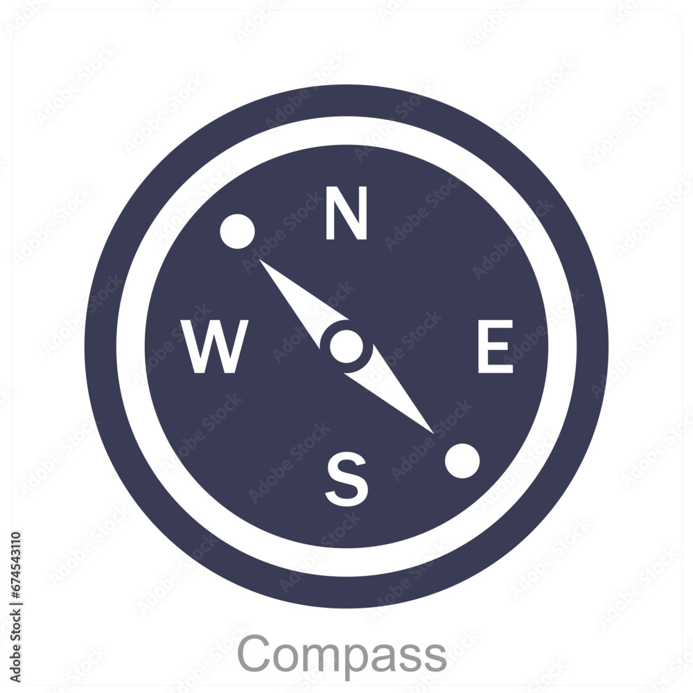 Compass and pin icon concepr Compass and pin icon concepr