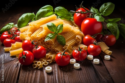 Assorted Pasta with Tomatoes and Basil