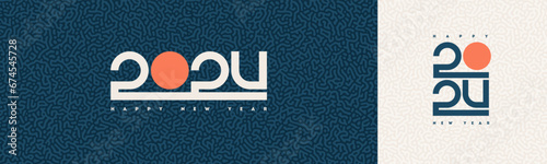 2024 new year logo. Greeting design with number of year. Design for greeting card, invitation, calendar, etc