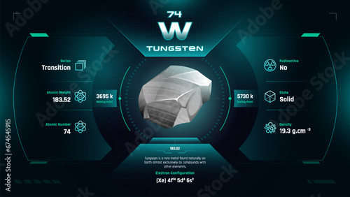 Tungsten Parodic Table Element 74-Fascinating Facts and Valuable Insights-Infographic vector illustration design