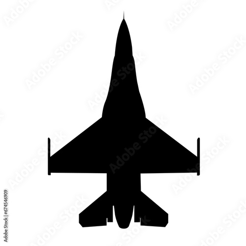 F-16 Black Silhouette Editable Vector Illustration 