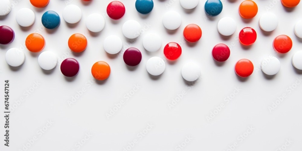Pills on white background, AI generated
