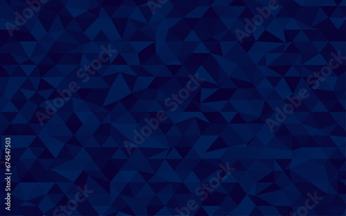 Abstract geometric background consisting of dark blue colored triangles.