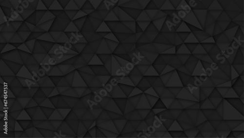 Polygonal shapes background, low poly triangles mosaic, black crystals backdrop, vector design wallpaper