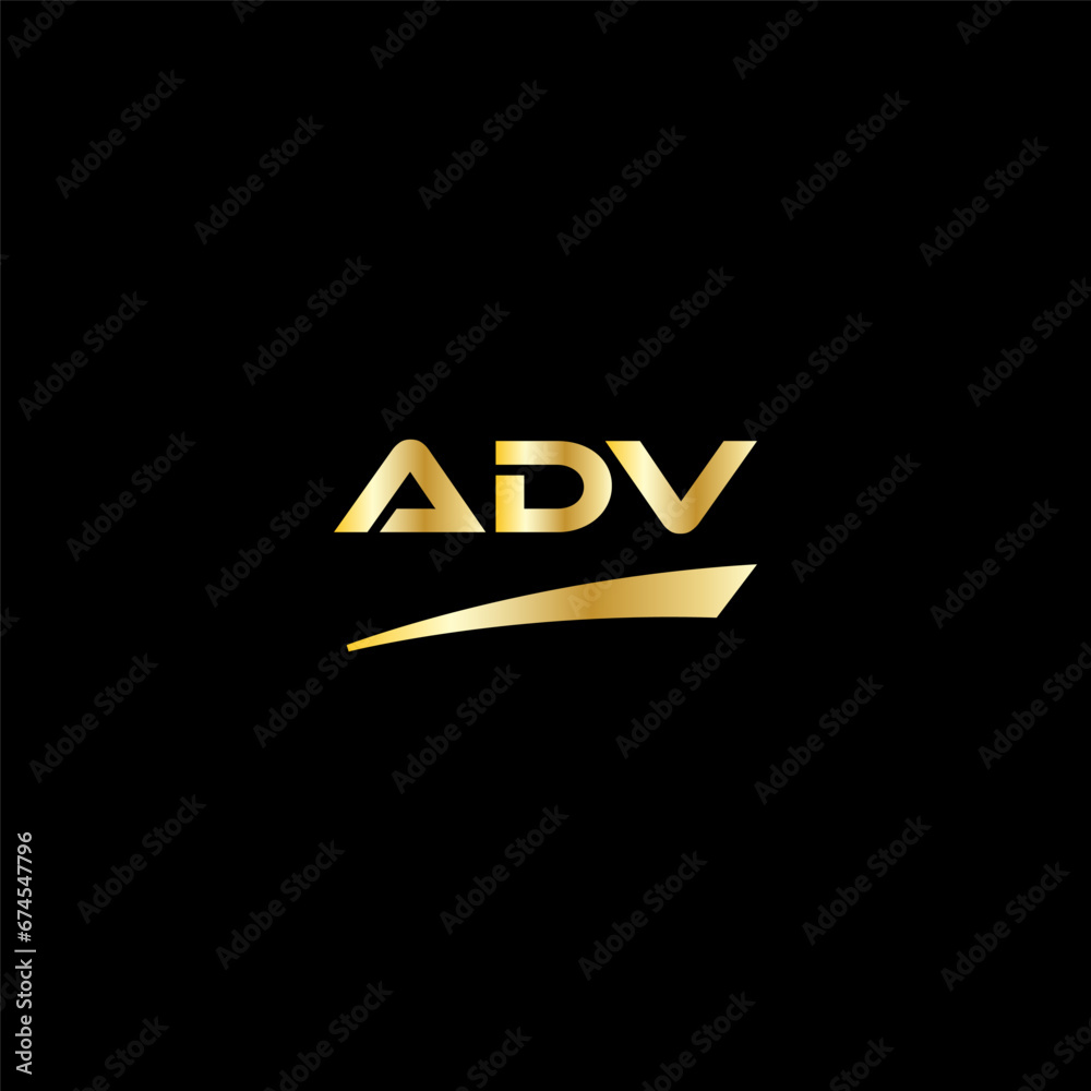 ADV initial letter logo on black background with gold color. modern font, minimal, 3 letter logo, clean, eps file for website, business, corporate company. Modern logo templet in illustrator. ADV initial letter logo on black background with gold color. modern font, minimal, 3 letter logo, clean, eps file for website, business, corporate company. Modern logo templet in illustrator.