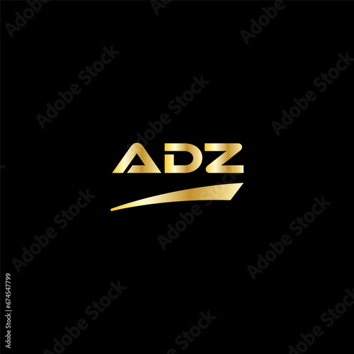 ADZ initial letter logo on black background with gold color. modern font, minimal, 3 letter logo, clean, eps file for website, business, corporate company. Modern logo templet in illustrator.