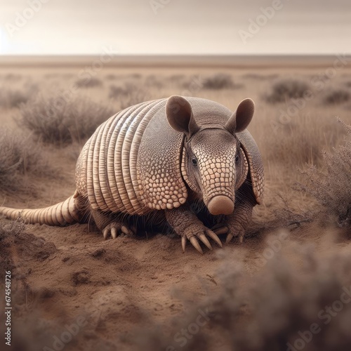 armadillo on a desert  animal background for social media photo