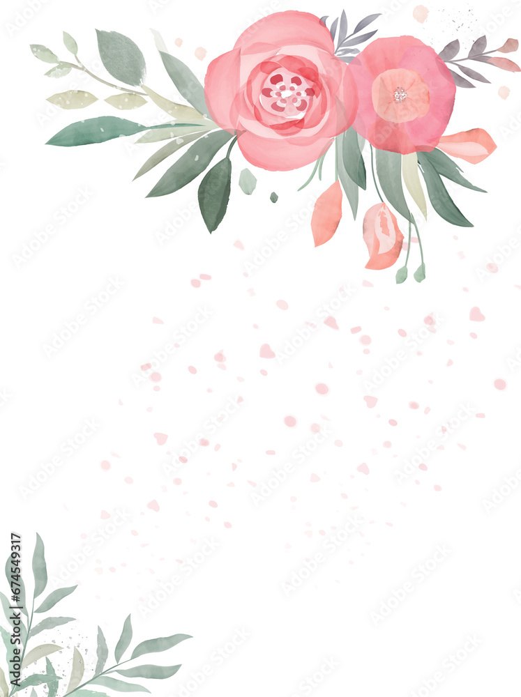 wedding invitation., rose watercolor, background
