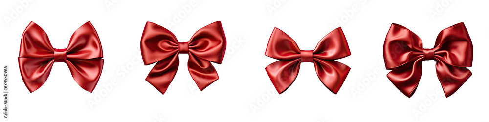 red bow    Hyperrealistic Highly Detailed Isolated On Transparent Background Png File