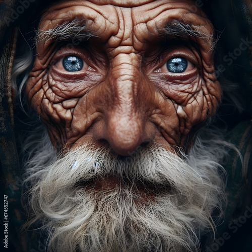 Award-winning, masterpiece close-up photograph of an old man with beautiful eyes