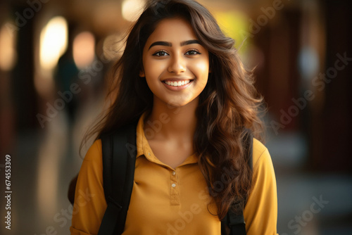 Indian college girl giving happy expression