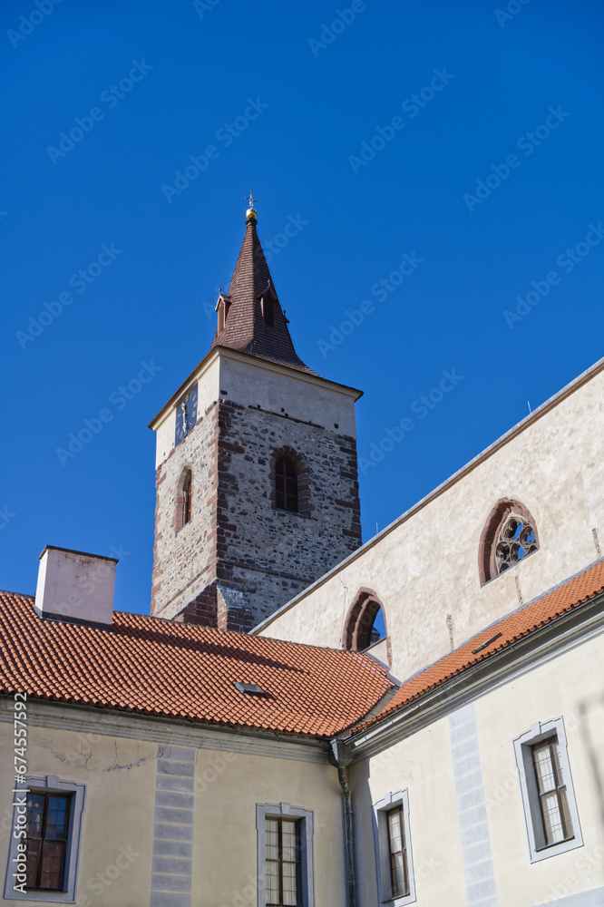 Tower of Monastery old Sazava building in the Czech Republic in HDR in fall autumn