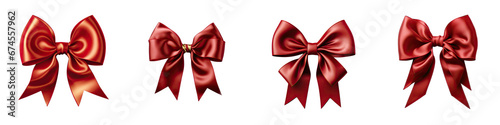 Red ribbon with bow Hyperrealistic Highly Detailed Isolated On Transparent Background Png File