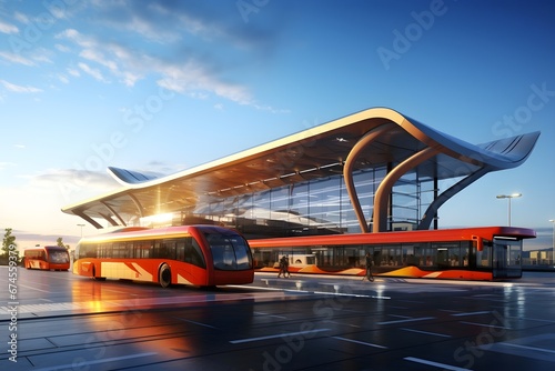 realistic and futuristic airport architecture design illustration