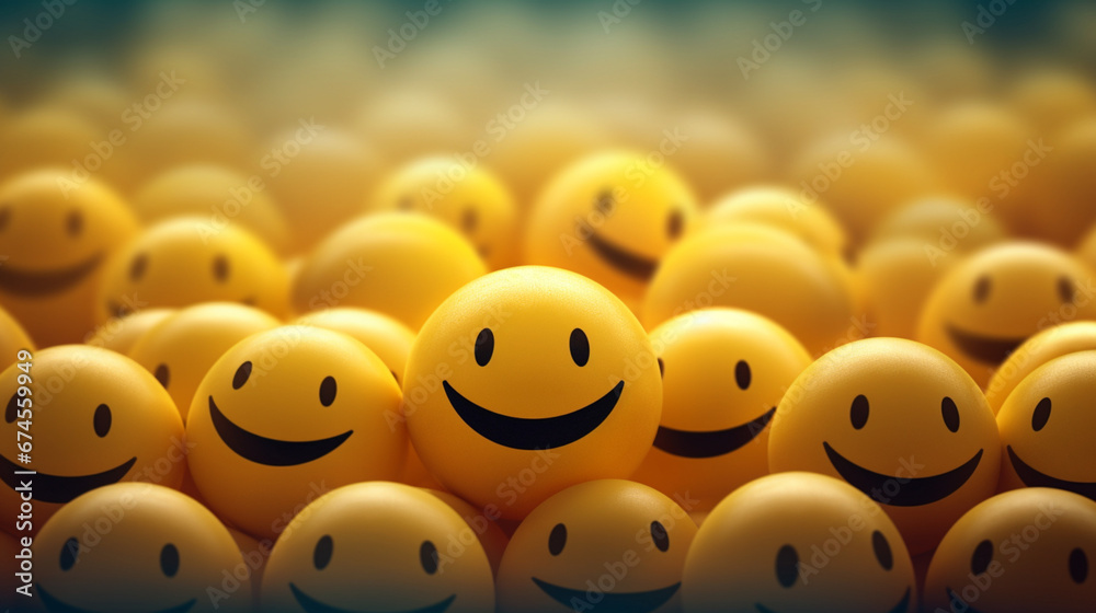 smiley face made of spheres 4k, 8k, 16k, full ultra HD, high resolution and cinematic photography - obrazy, fototapety, plakaty 
