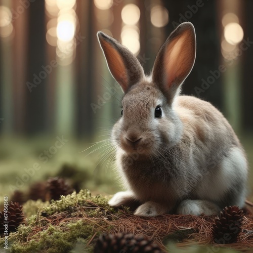 rabbit in the forest animal background for social media