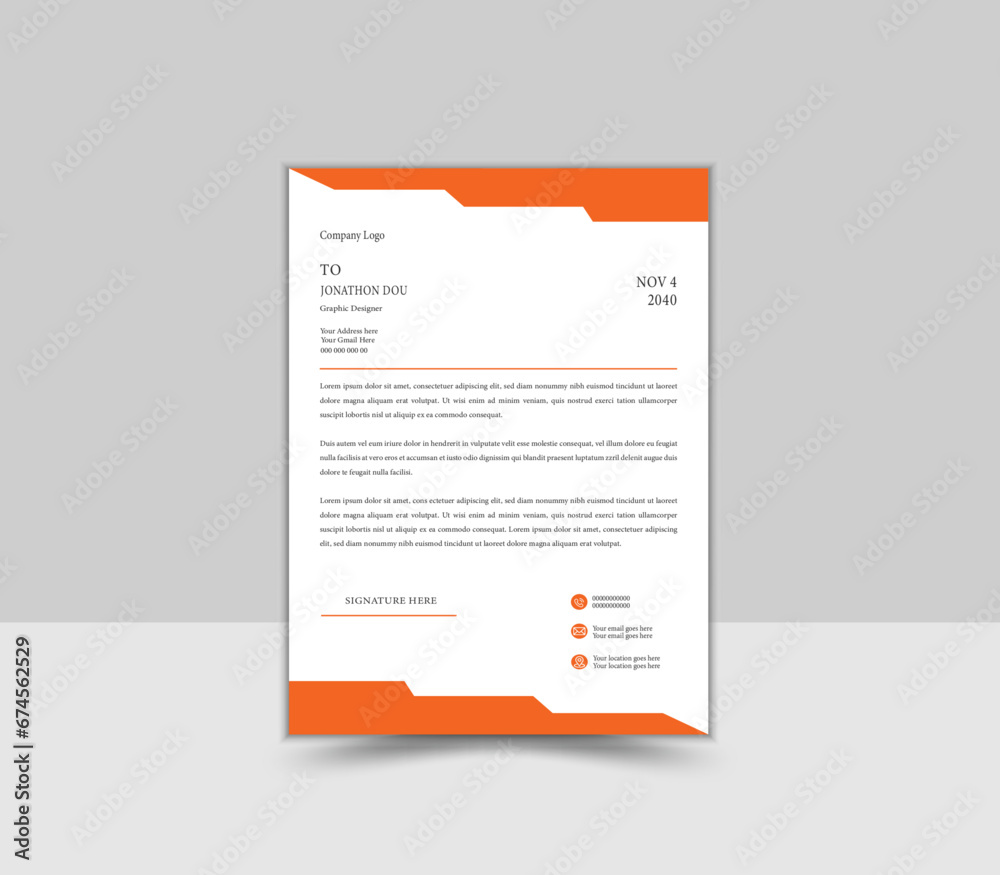 Creative and Professional Letterhead Design Template.