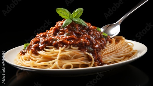 Fresh Italian pasta dish: Spaghetti Bolognese with Mediterranean flavors