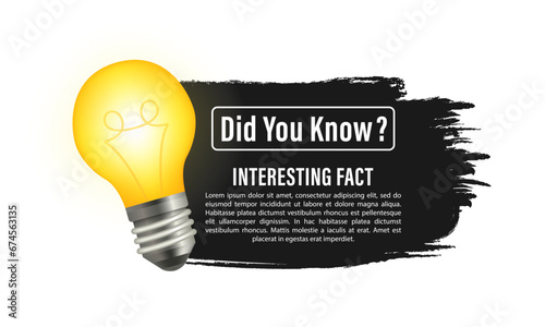 Did you know? Web banner with frame and light bulb, idea box, quote for interesting fact. Web interface infographics, flat design element. Vector illustration