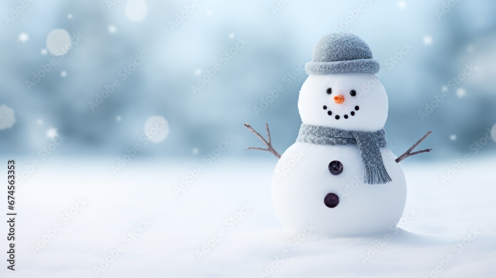 Snowman in the snow. Christmas Background Snowman in the snow. Christmas Background