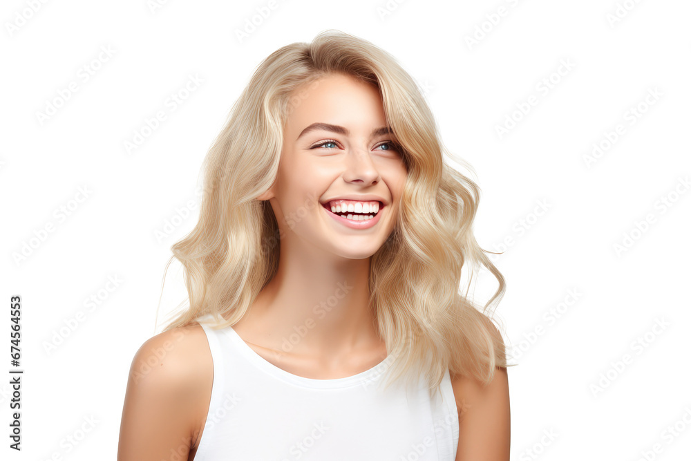 Studio portrait of a beautiful Nordic woman with clean healthy skin isolated on transparent png background. Studio portrait of a beautiful Nordic woman with clean healthy skin isolated on transparent png background.