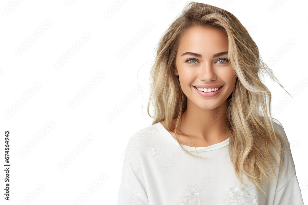 Studio portrait of a beautiful Nordic woman with clean healthy skin isolated on transparent png background. Studio portrait of a beautiful Nordic woman with clean healthy skin isolated on transparent png background.