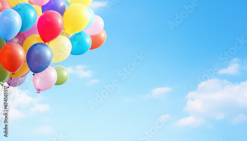 Balloons on sky background with space for text ,concept carnival