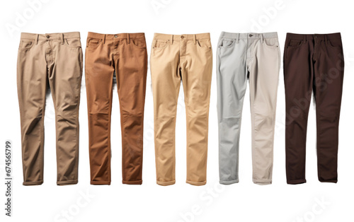 Collection of Colorful Stylish Chinos Pants Isolated on Transparent Background PNG.