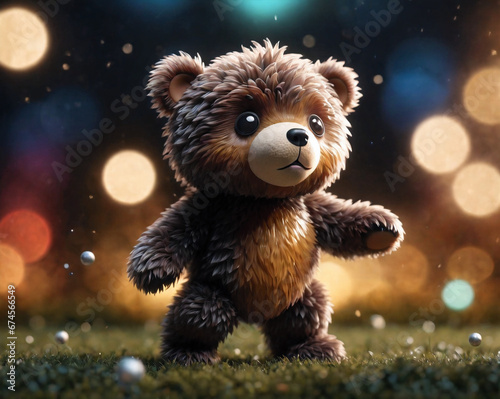 cute little bear on a blurred background with bokeh. Generated AI © ASPmedia