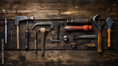 old tools on wood background 4k, 8k, 16k, full ultra HD, high resolution and cinematic photography
