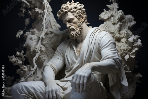 Sculpture of an ancient god. Statue, Roman art, plaster, God, deity, majestic, history, modeling, strength, man with beard, GYM, calcium, frown, severity, postcard, wallpaper, muscles, power photo
