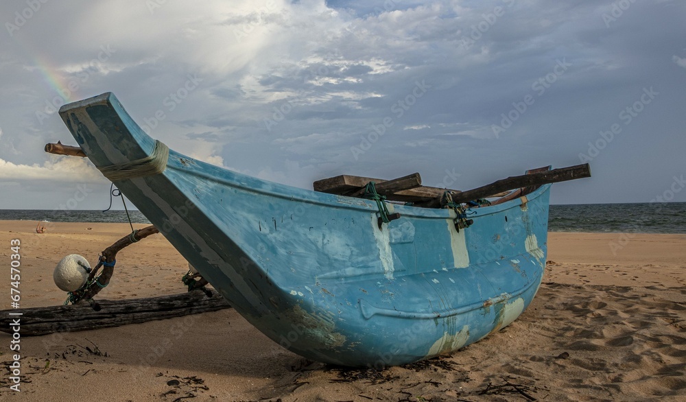 boat on the beach, small fishing boat
