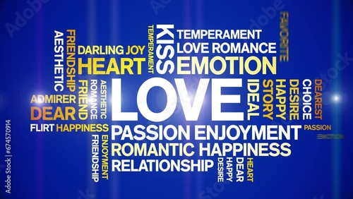 Love animated tag word cloud;text design animation kinetic typography seamless loop. photo