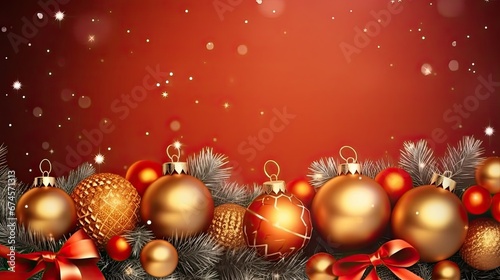 christmas decorations over red background