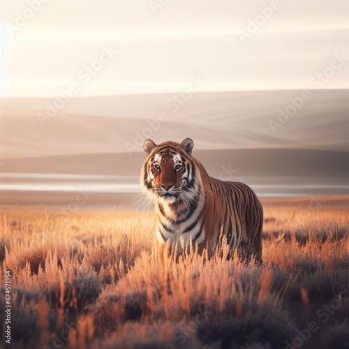 tiger on the desert animal background for social media