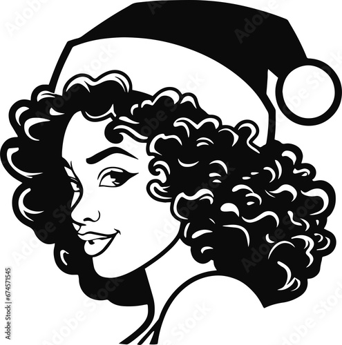 Afro-American in Santa hat  Santa hat   Black Santa  Merry Christmas clipart  Santa girl  Christmas print