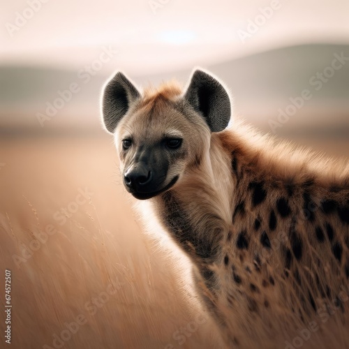 hyena on the desert animal background for social media
