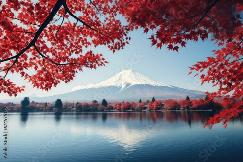 Mt Fuji and beautiful blooming cherry blossom woods by lake in Spring. Spring seasonal concept. © rabbit75_fot