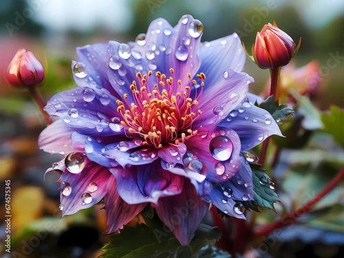 Morning Dew on Purple Petals: Nature's Beauty