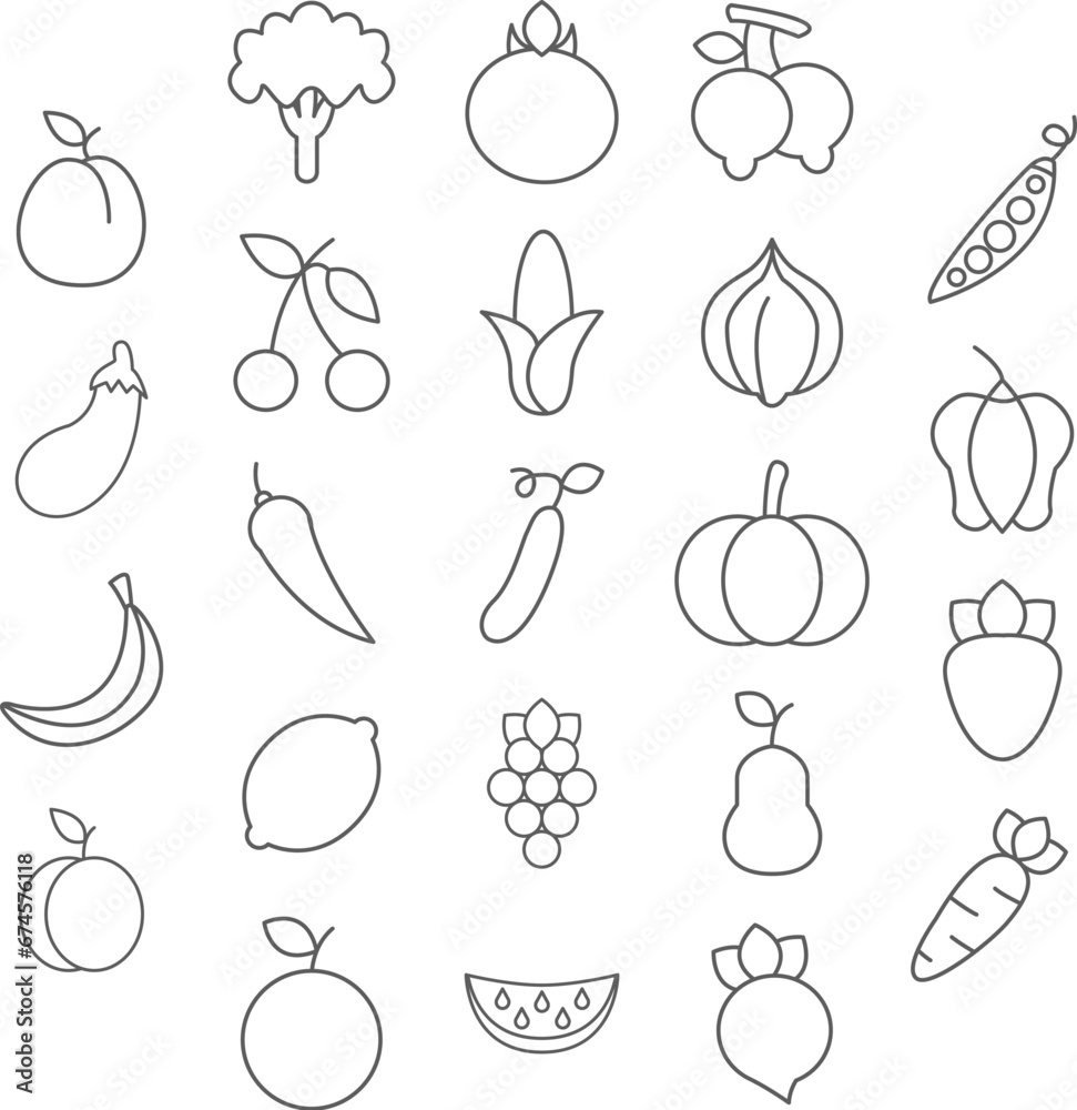 Fruits and Vegetables icon set Fruits and Vegetables icon set