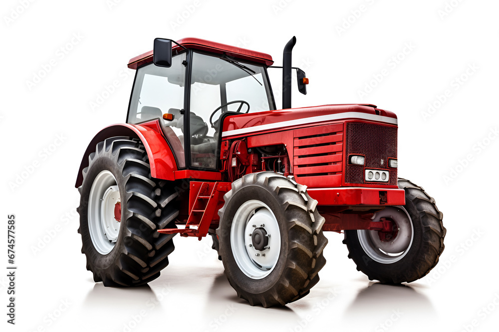 Red tractor on a white background Red tractor on a white background
