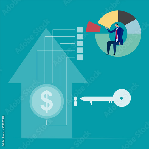 Investment asset allocation and balancing concept Businessman investors make pie charts to balance their portfolios to suit risk and return.