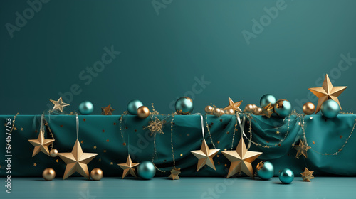 New Year's accessories, Christmas tree decorations, garlands, stars, candles, holiday