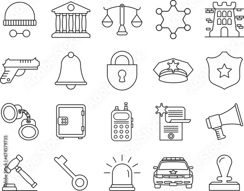 Law and Police icon set