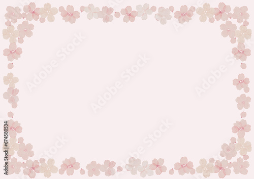 Wallpaper Mural 水彩で描いた可愛い桜フレーム　ピンク背景 Torontodigital.ca