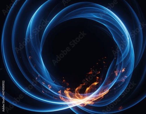 Digital magic abstract circle glow circle with light and fire flames background design