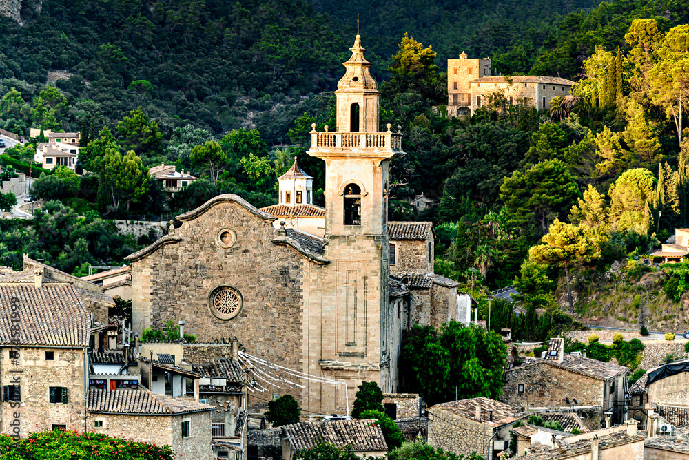 Beautiful views of the famous and picturesque town of Valldemosa Mallorca Balearic Islands Spain	
